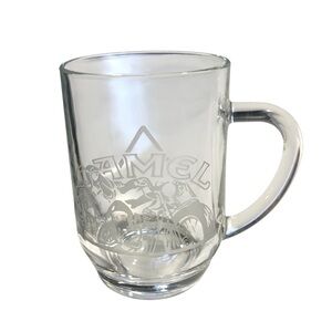Vtg 1991 Biker Joe Camel Cigarettes Etched Glass Mug Coffee Beer 5.5” Tall 20 Oz